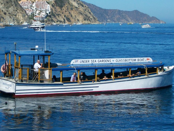 Glass-bottom boat off Avalon Harbor on Catalina Island.