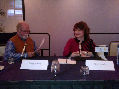 Larry Niven panel with designer Wendy All, photo by Ed Cormier