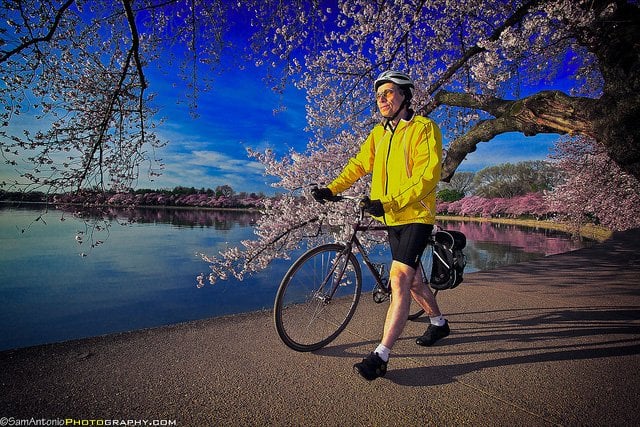 Biker along the Tidal Basin