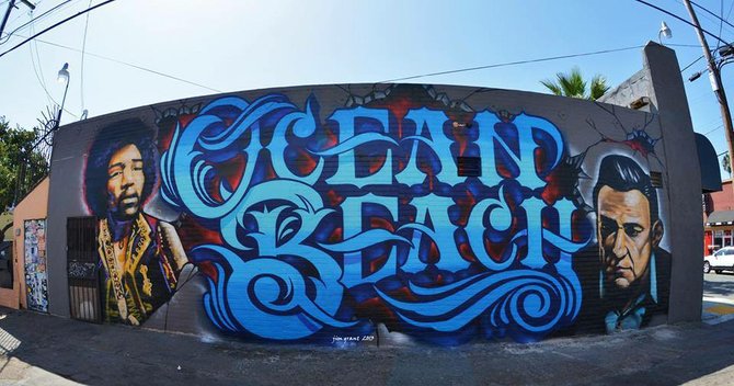 The mural on the side of WinstonsOB is complete! Photo by Jim Grant San Diego Scenic Photography.