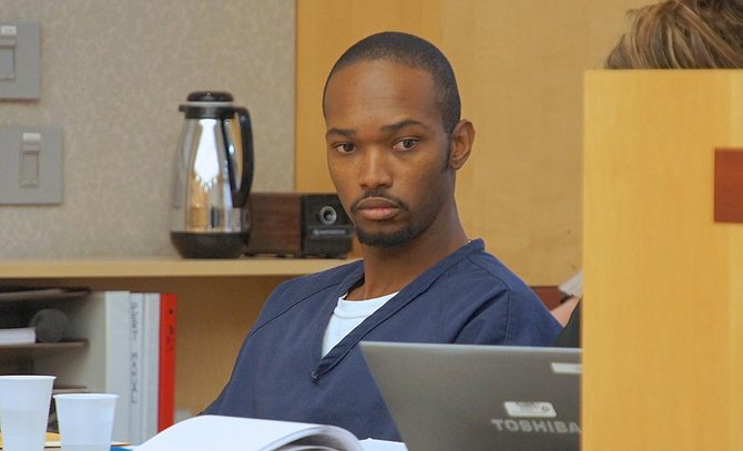 Robert Owens pleads not-guilty to felony assault, for punching a bad driver. Photo Eva.