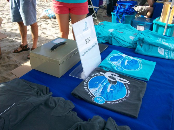 Surfrider T-Shirts on sale in Ocean Beach at Paddle Around the Pier event.
