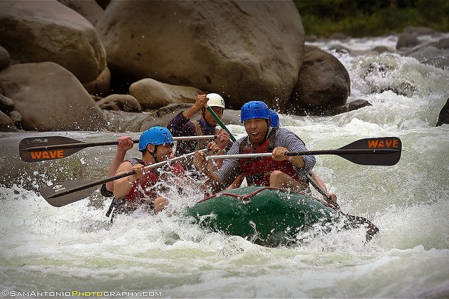 Author (right) whitewater rafting on the El Rio Toro River in Costa Rica.