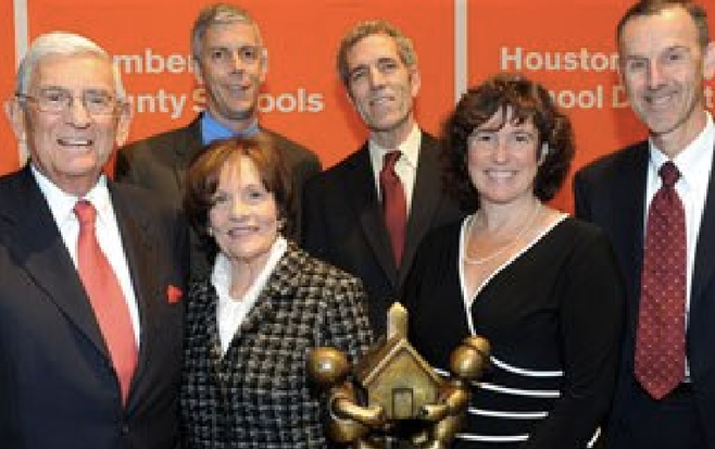 Eli Broad (far left) with San Diego schools chief Cindy Marten (second from right)