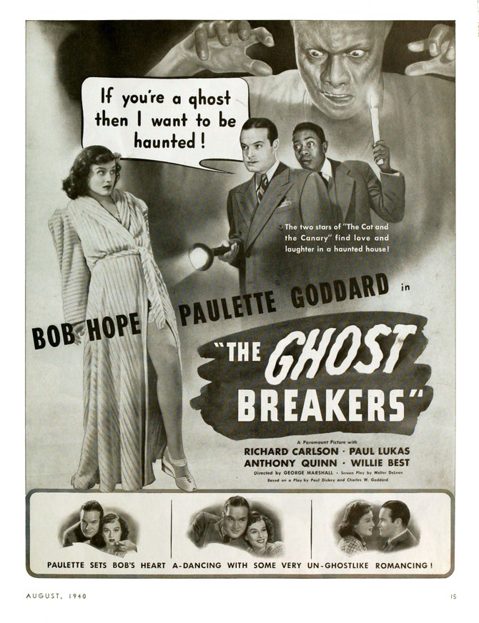 One of the few legitimately funny Bob Hope vehicles, "The Ghost Breakers." "Photoplay," August, 1940.