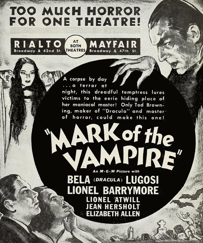 The punchline to Tod Browning's "Mark of the Vampire" is one of the biggest cheats in Hollywood history. Carroll Borland's delivery of her one and only line will leave you screaming with laughter. "The Film Daily," May, 1935.