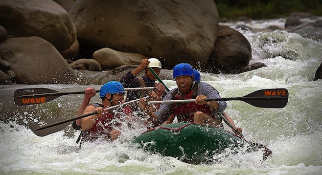 Author (right) whitewater rafting on El Rio Toro.