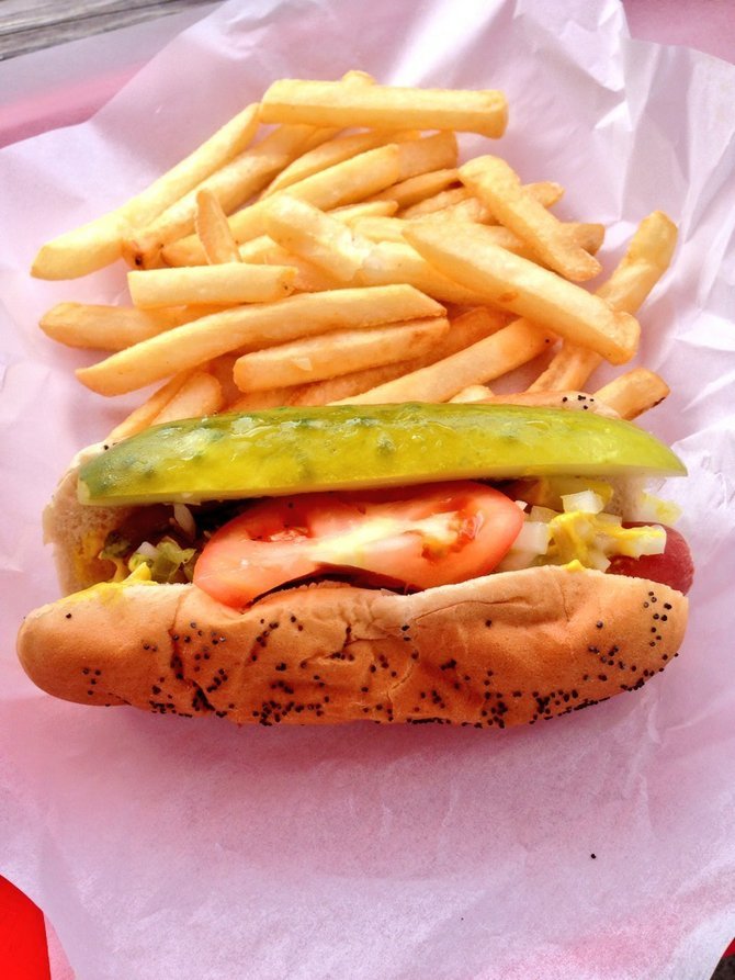 One of the city's proud traditions: the Chicago-style dog. 
