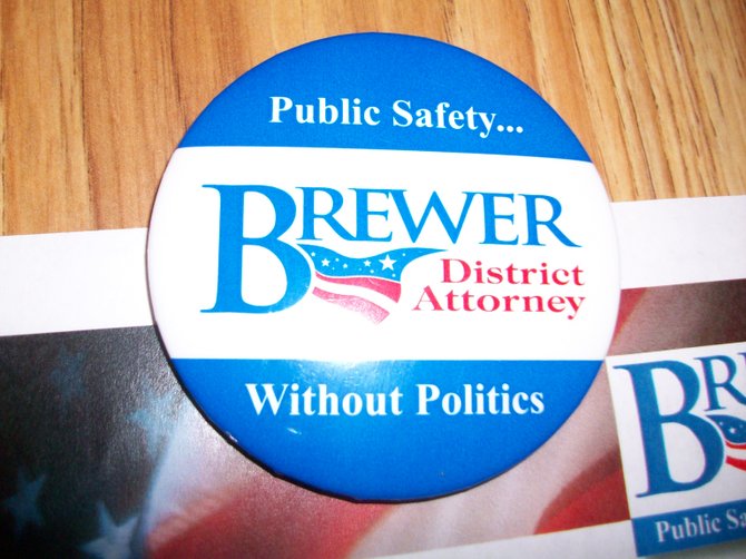 Bob Brewer campaign button in Ocean Beach.