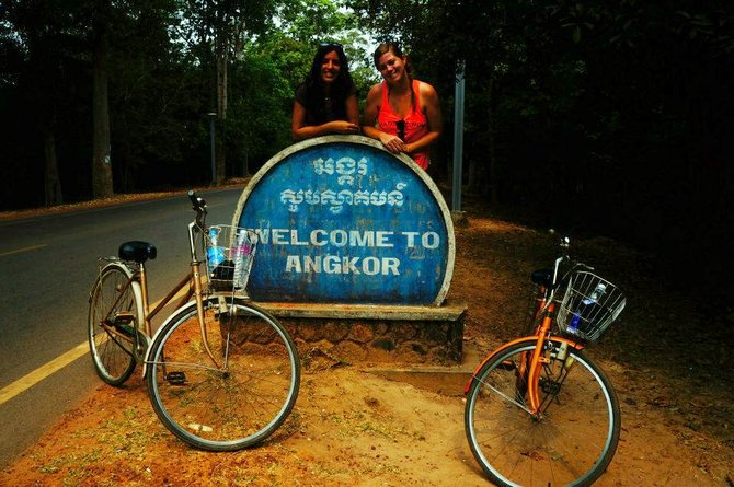My couchsurfing friend and I biking the ancient ruins of the former Khmer capital.