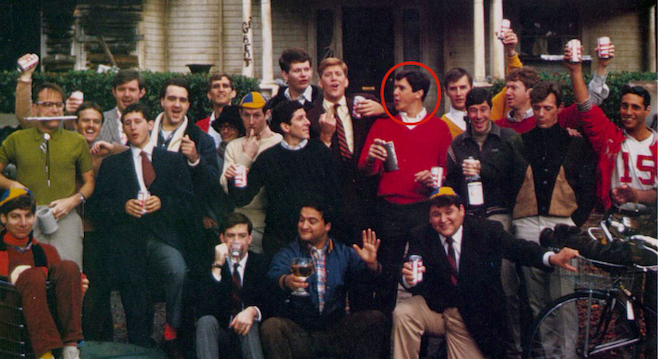 Fletcher outside his college fraternity, circa 1996.