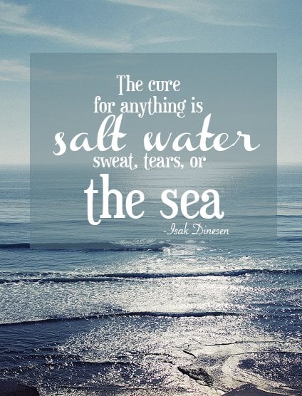 "The cure for anything is salt water: Sweat, Tears, or the Sea." Isak Dinesen
