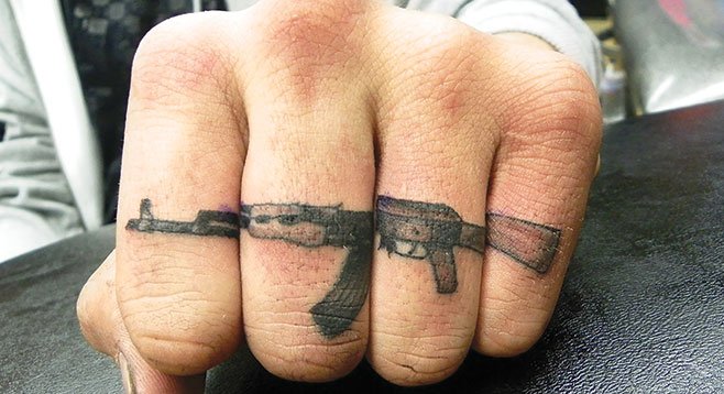 “I will admit,” Lowenstein writes, “that I have not always been a responsible gun owner."
(Tattoo by Nate Daugherty, Ukiah Tattoo Company)