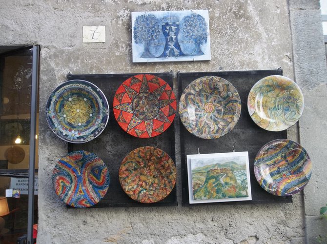 Ceramics on display. 