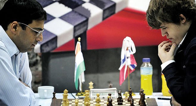 Vishy (left) and Magnus go head-to-head in the World Chess Championship.