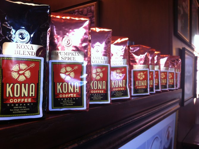 One of the gold mines I uncovered in this food tour of Hillcrest -- the different blends of the famous Kona Coffee, I though I could only get them in Hawaii. 