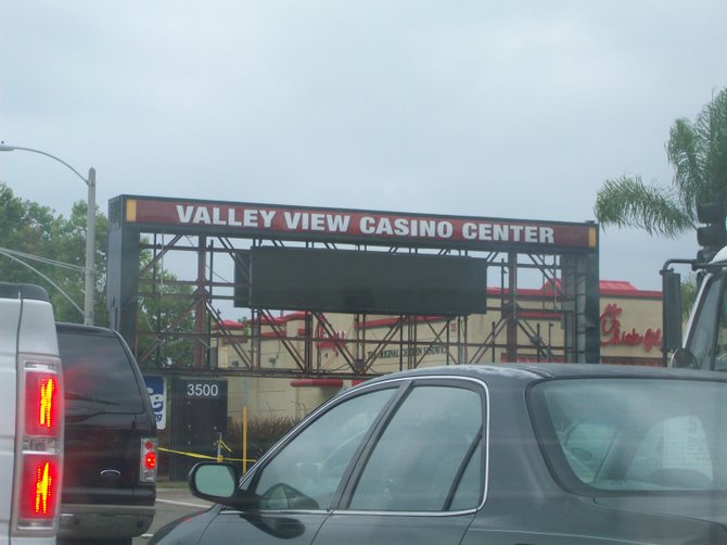Valley View Casino Center sign looks skeletal.