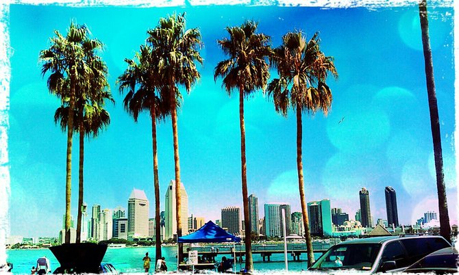 I took this picture (and edit) on my phone at the ferry landing in Coronado! Such a beautiful clear day! Look at that water! San Diego can pass as any of those tropical get aways :) 