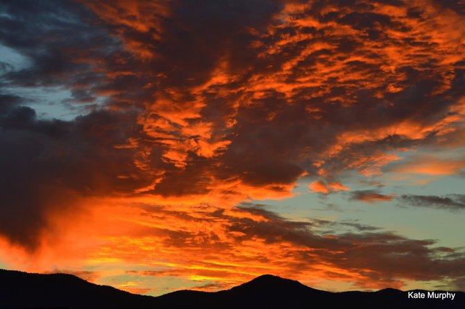 The setting sun sets the sky ablaze in Prescott, AZ.