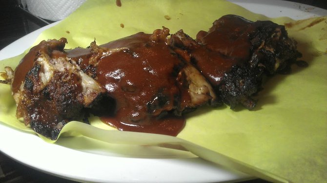 Pork ribs.  Note the red, crispy, fatty crust!