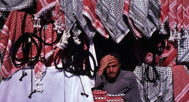 Amman, Jordan, shop selling traditional Arab headcovers.