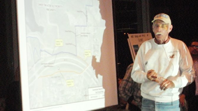 Dwayne Severn and the map of the Sweetwater County Park and Reservoir