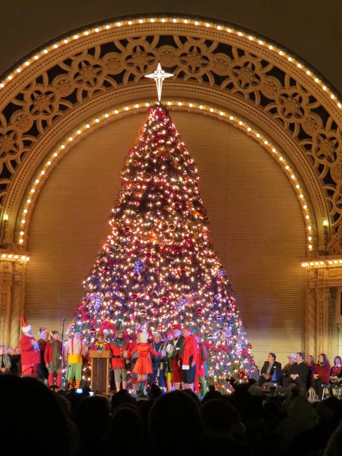 Christmas tree lighting.
"December Nights," Balboa Park 2013