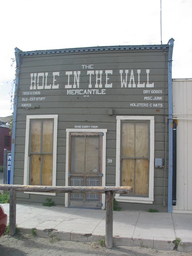 General store with hitching post