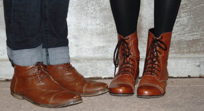 Lisa and Dustin Lamont wore adorable his-and-hers boots.