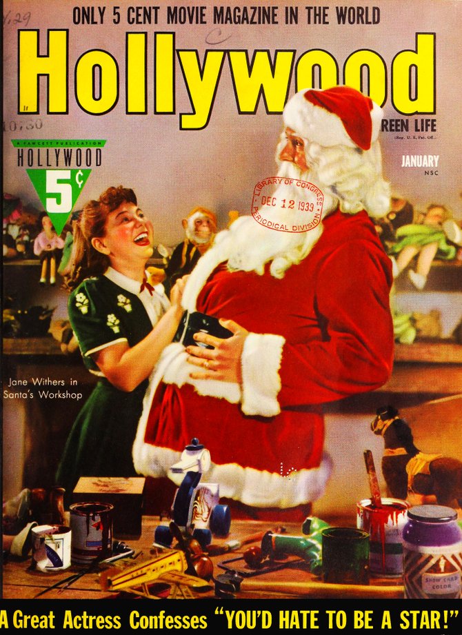 Before setting her sights on a career in plumbing, former child star Jane Withers posed with Santa for the January, 1939 edition of "Hollywood."