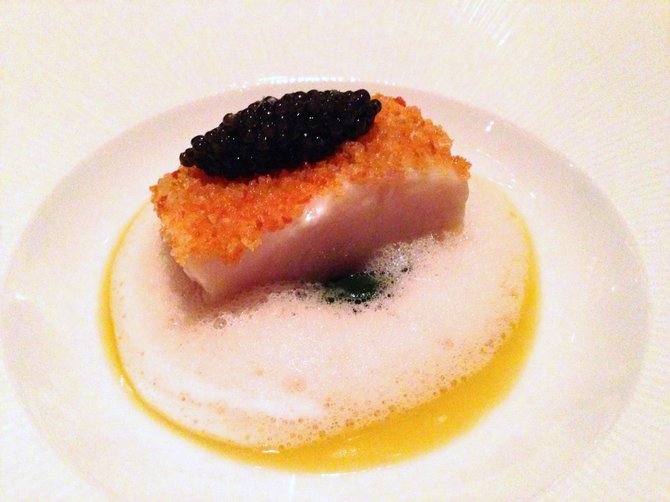 White sturgeon with caviar