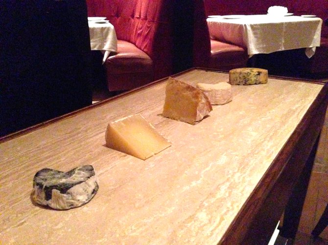 Cheese presented at table side