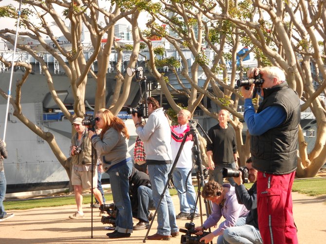 Photographers go for it near the Midway Museum in downtown San Diego.