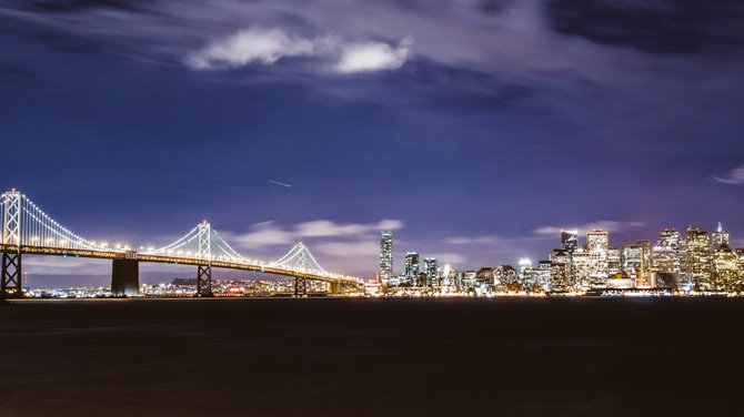 The beautiful city of San Francisco, as seen from Treasure Island.