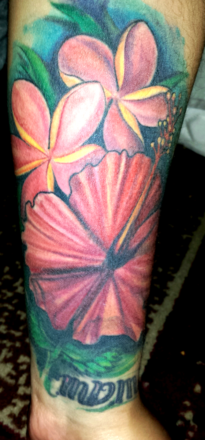 I got this tattoo when I moved away from home about 4 years ago as a reminder of my family that I miss everyday.  It means so much to me just like my family and I think about them every time I look at it and when I get compliments. I got it from an artist named Keith from Good Neighbor Tattoo in Escondido and had touch ups done by Gabby at Dead Dali Art Studio in Spokane, WA. I currently live in Vista, I'm 28 and I'm a Patient Care Representative in a large family practice.