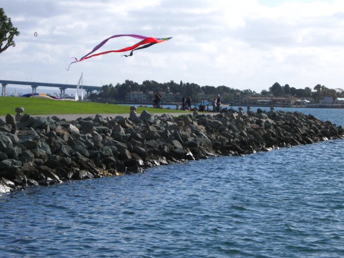 Kite flying at Seaport Village.