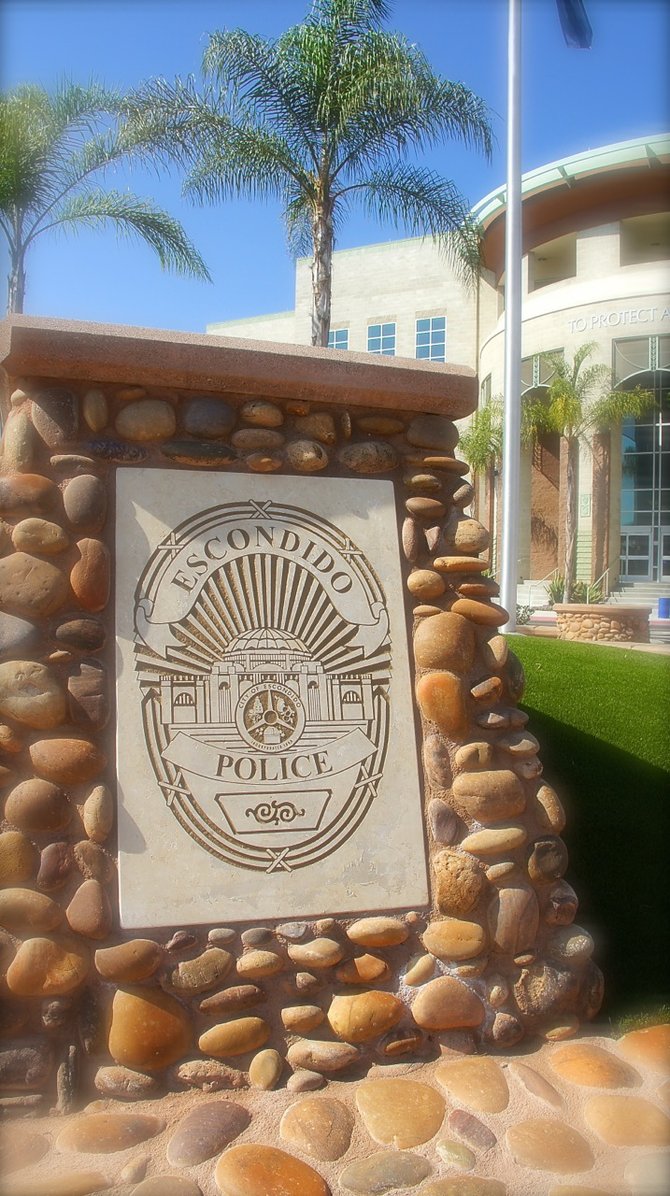 Signage at Escondido police headquarters. Photo Weatherston