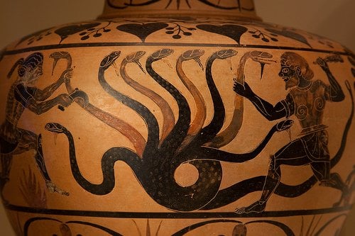 Hercules and the hydra at the Getty Villa.