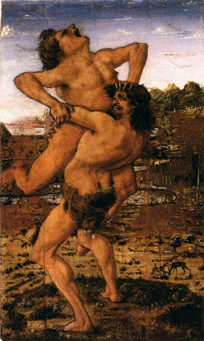 Hercules lifting Antaeus.