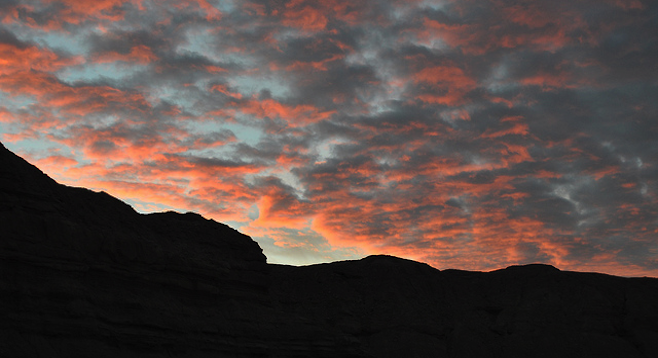 Sunset from an Anza-Borrego slot canyon. 