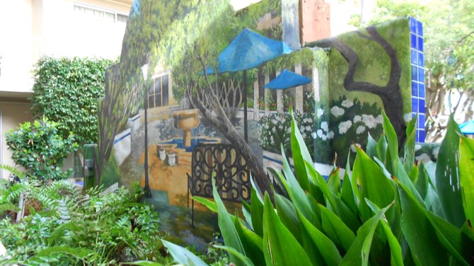 Hacienda Hotel garden in El Segundo near LAX airport.