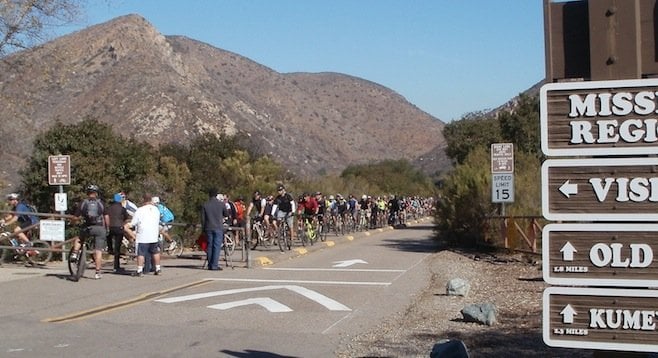 The finish line of the protest at Mission Trails Regional Park
