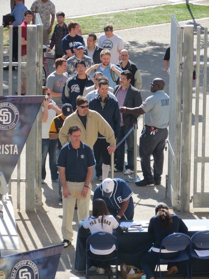 The front of the line at Petco Park.