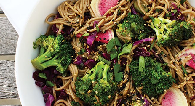 Gingered Soba Noodles with Watermelon Radish, Broccoli & Cabbage