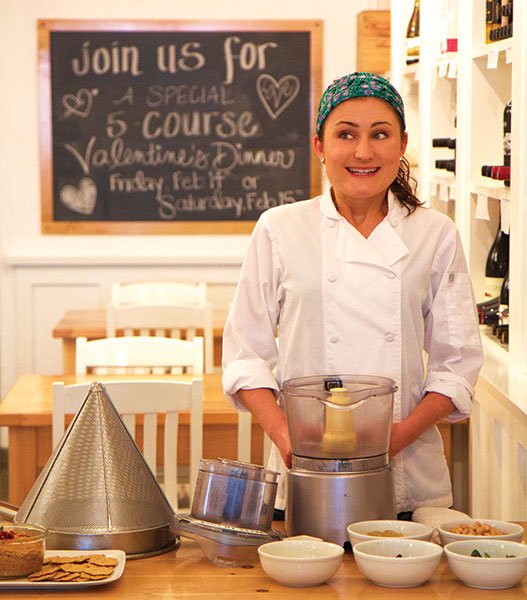 Chef Katie Gluck conducts her vegan cooking classes at the Wine Vault & Bistro on India Street.