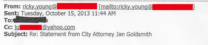 Emails sent to Jan Goldsmith -- redacted by the Reader to not reveal address.