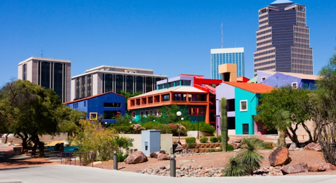 Downtown Tucson's colorful La Placita Village, near E. Congress. (stock photo)