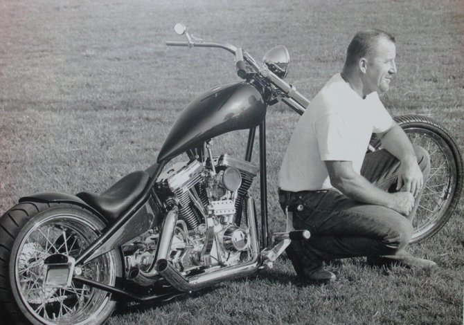 Hugh Williams and his custom motorcycle