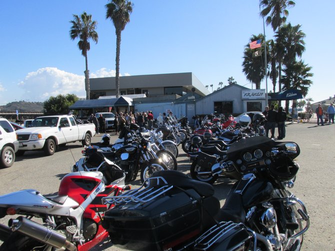 Some of the 75 motorcyclists that gathered to honor Hugh Williams
