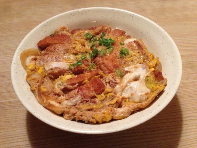 The not-so-pretty katsudon, a student favorite because it tastes like victory.